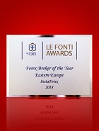 Forex Broker of the Year in Eastern Europe 2018 according to Le Fonti Awards